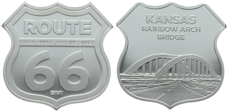 Route 66 "Kansas Rainbow Arch Bridge" - 1 Unze Feinsilber